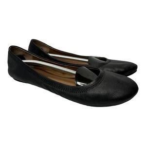 Lucky Brand Womens size 10 42 Emmie Black Leather Ballet Flat Shoe